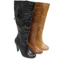 Bamboo by Journee Women's High-heel Tall Crinkle Boots