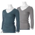 linQ Silk Trim Junior's Waffle-knit Thermal Top