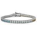 Sterling Silver Princess-cut Multi-gemstone Bracelet