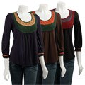 Voile Women's Crochet Neckline Knit Top