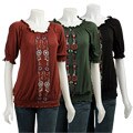 Voile Women's Embroidered Peasant Top