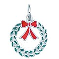 Sterling Silver Enamel Christmas Wreath Charm