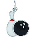 Sterling Silver Enamel Bowling Ball and Pin Charm