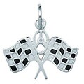 Sterling Silver Enamel Double Checkered Racing Flags Charm
