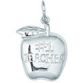 Sterling Silver '#1 Teacher' Apple Charm