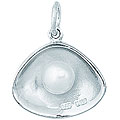 Sterling Silver Clam Shell with Faux Pearl Charm