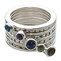 Set of 9 'Constellation' Gemstone Rings (Indonesia)