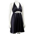 Onyx Nite Women's Silky Rhinestone Halter Dress 