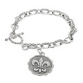 Sterling Silver Fluer de Lis Charm Rollo Bracelet