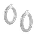 Italian Sterling Silver Basketweave Hoop Earrings