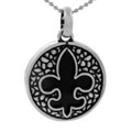 Sterling Silver Onyx Fleur de Lis Necklace