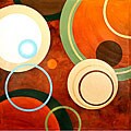 Hand-painted 'Floating Objects' Canvas Art