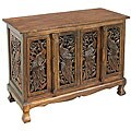 Hand-carved Peacocks Storage Cabinet/ Sideboard Buffet