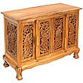 Hand-carved Peacocks Storage Cabinet/ Sideboard Buffet