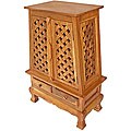 Carved Lattice Design Storage Cabinet/ End Table