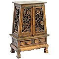 Carved Vintage Roses Storage Cabinet/ End Table