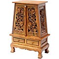 Carved Vintage Roses Storage Cabinet/ End Table
