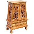 Hand-carved Palm Trees Storage Cabinet/ End Table