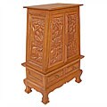 Carved Royal Elephants Storage Cabinet/ End Table