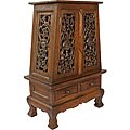 Carved Flowers and Vines Storage Cabinet/ End Table