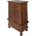 Carved Lattice Design Storage Cabinet/ End Table