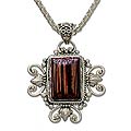 Sterling Silver 'Empire' Coconut Wood Necklace (Indonesia)