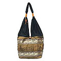 Silk and Cotton 'Gold Elephant Parade' Shoulder Bag (Thailand)