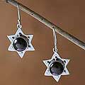Sterling Silver 'Black Bali Star' Pearl Earrings (Indonesia)