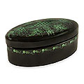 'Emerald Blossoms' Black Lacquer Box (Thailand)