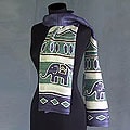 Silk 'Blue Elephants' Batik Scarf (Thailand)