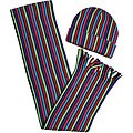 Soft Ones Happy Stripe Women's Hat and Scarf Set