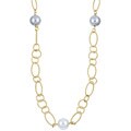 14k Gold over Silver White and Grey Pearl Necklace (10 mm)