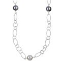 Sterling Silver White and Grey Pearl Necklace (10 mm)