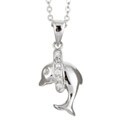 Sterling Silver Cubic Zirconia Dolphin Necklace