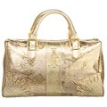 Christian Audigier Gold Leather Satchel