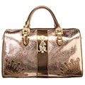 Christian Audigier Cracked Gold Leather Satchel