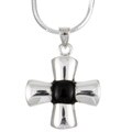 Sterling Silver 16-inch Onyx Cross Necklace