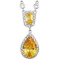 Sterling Silver Yellow and Clear CZ Drop Necklace