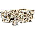 Geo Teal and Brown 3-piece Fabric Storage Bin Set