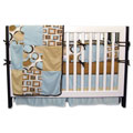Trend Lab Geo Teal and Brown 4-piece Crib Bedding Set