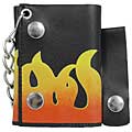 BT Men's Leather Flame Print Chain Wallet