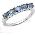 Sterling Silver Blue Sapphire 5-stone Ring