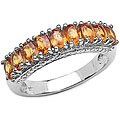 Sterling Silver Oval Orange Sapphire Ring