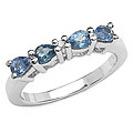 Sterling Silver Blue Sapphire Diamond Ring