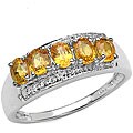 Sterling Silver Yellow Sapphire and Diamond Ring