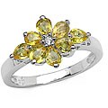 Sterling Silver Yellow Sapphire and White Topaz Ring