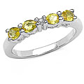 Sterling Silver Yellow Sapphire and Diamond Ring