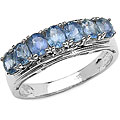 Silver Oval-cut Blue Sapphire Ring