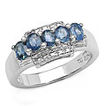 Silver Genuine Blue Sapphire 5-stone Ring