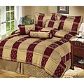 Hampton 7-piece Burgundy/ Gold Bedding Ensemble